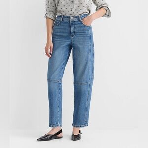 LOFT High Rise Barrel Jeans in Classic Mid Wash Size 10